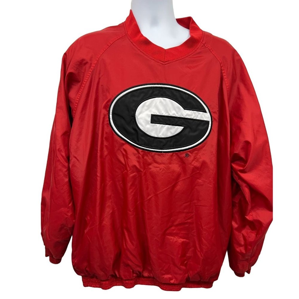 Adidas UGA University of Georgia Bulldogs Nylon V-Neck Pullover Jacket Mens XL